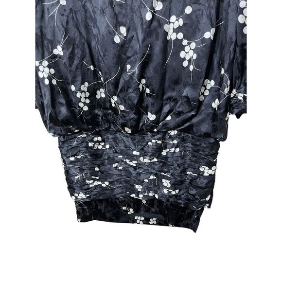 Vintage 1980's Saint Romei Sz 12 100% Silk Dress Black Floral Print - Picture 9 of 9
